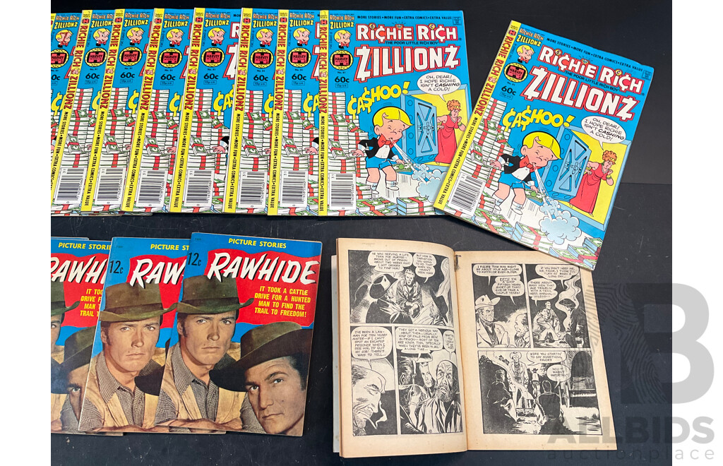 Richie Rich Zillionz #31 Harvey Comics 1982 High Grade File Copy - Lot of 10 and Rawhide Picture Stories - Lot of 5 - Lot of 15