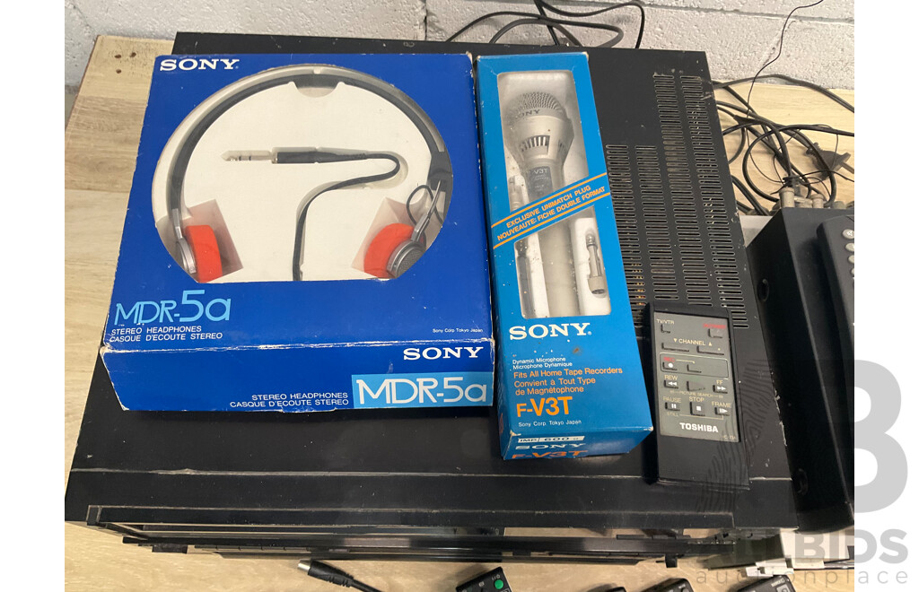 Pair of SONY Speaker &  Assorted Vintage Stereo Equipment 