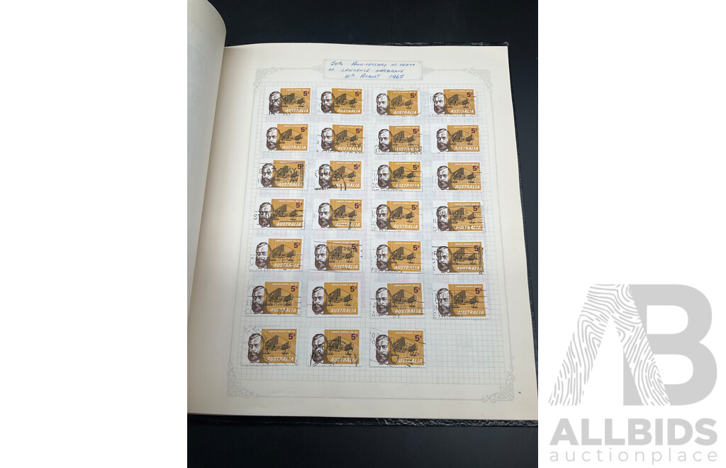 Album of Australian Mint and Cancelled Stamps - From 1960's  Including Predecimal, 1965 50th Anniversary of Anzac, 1964 50th Anniversary of First Airmail Service and More