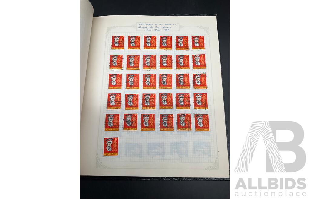 Album of Australian Mint and Cancelled Stamps - From 1960's  Including Predecimal, 1965 50th Anniversary of Anzac, 1964 50th Anniversary of First Airmail Service and More