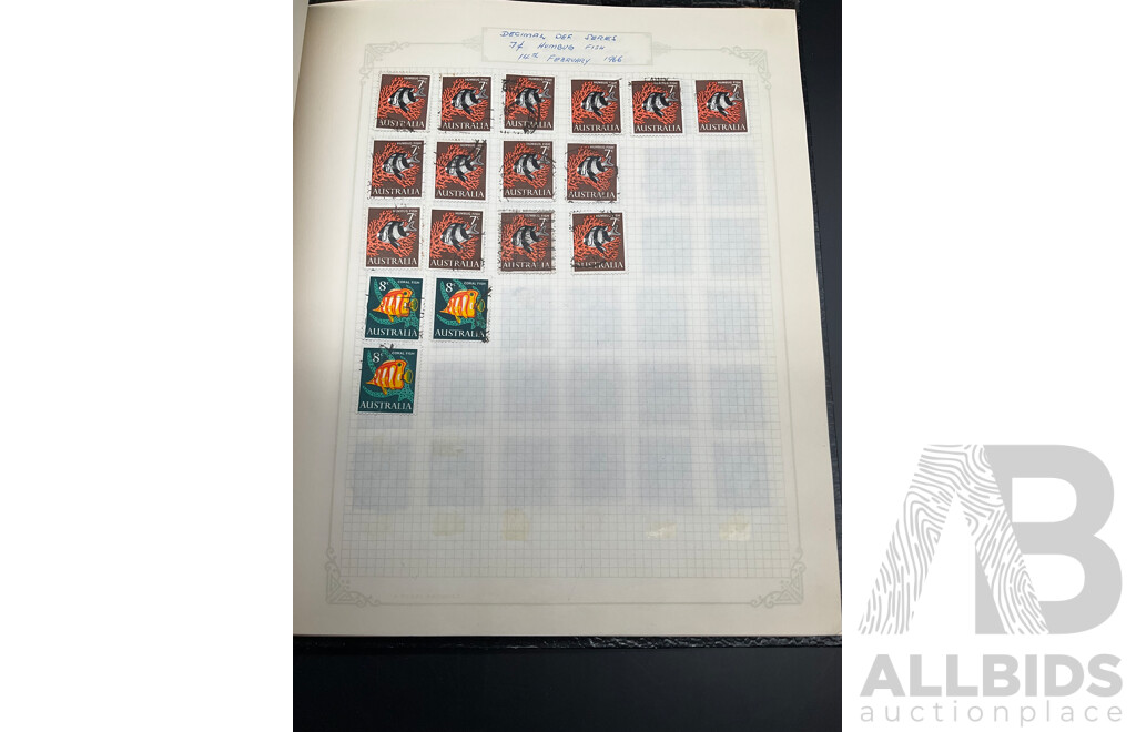 Album of Australian Mint and Cancelled Stamps - From 1960's  Including Predecimal, 1965 50th Anniversary of Anzac, 1964 50th Anniversary of First Airmail Service and More