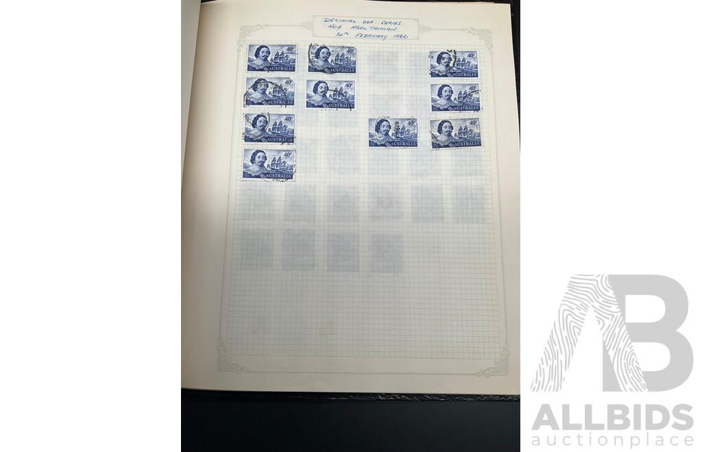 Album of Australian Mint and Cancelled Stamps - From 1960's  Including Predecimal, 1965 50th Anniversary of Anzac, 1964 50th Anniversary of First Airmail Service and More