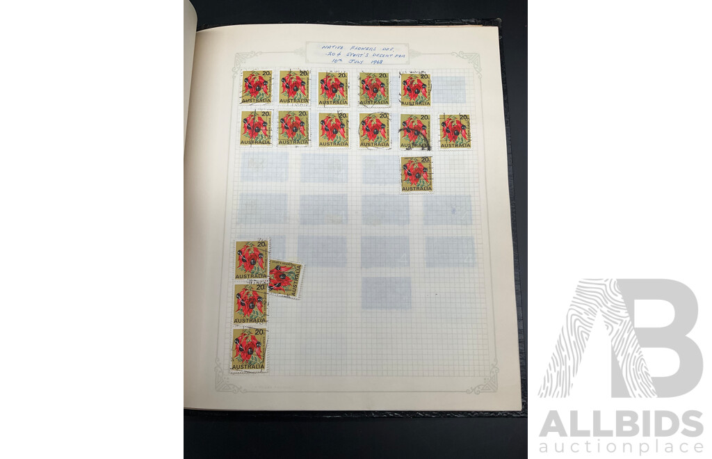 Album of Australian Mint and Cancelled Stamps - From 1960's  Including Predecimal, 1965 50th Anniversary of Anzac, 1964 50th Anniversary of First Airmail Service and More