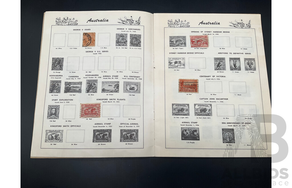 the Junior Australian Stamp Album - Partial Filled - Predecimal and Decimal Stamps