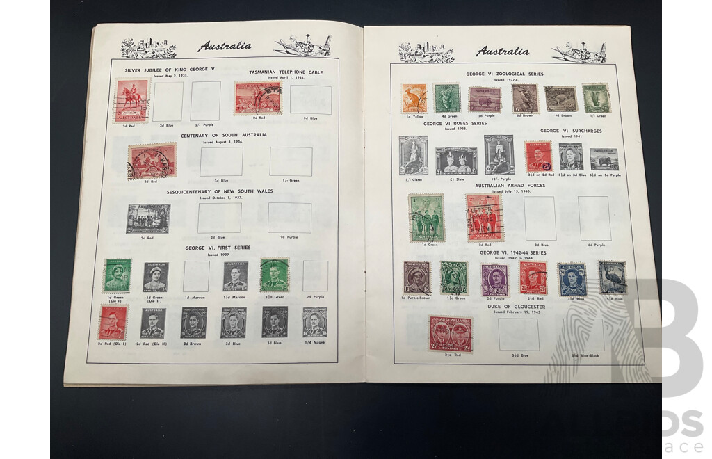 the Junior Australian Stamp Album - Partial Filled - Predecimal and Decimal Stamps