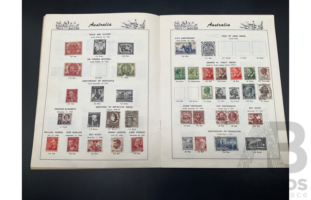 the Junior Australian Stamp Album - Partial Filled - Predecimal and Decimal Stamps