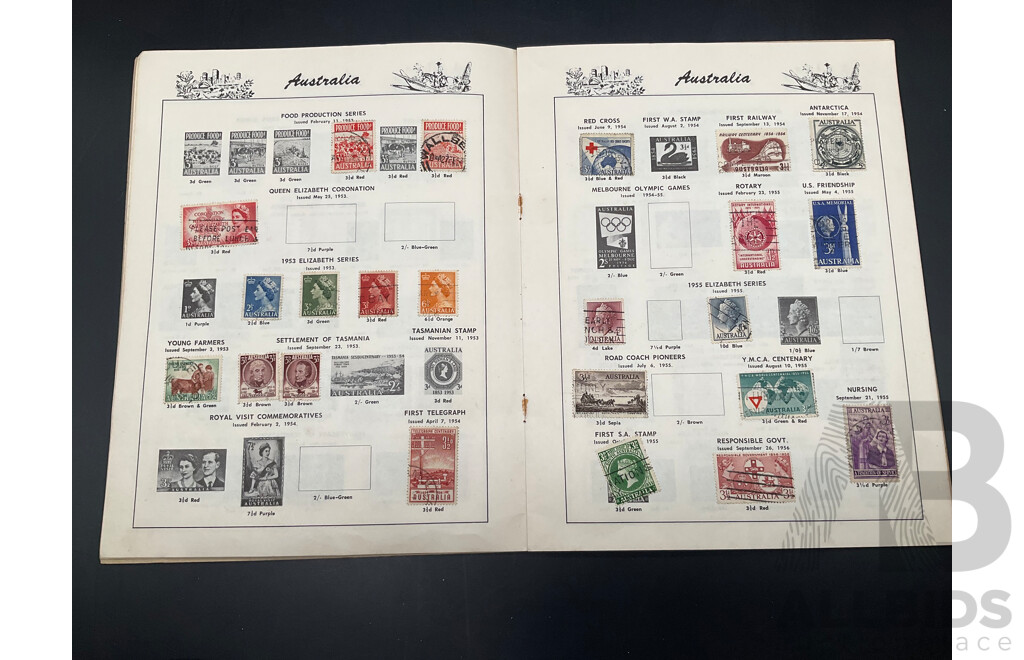 the Junior Australian Stamp Album - Partial Filled - Predecimal and Decimal Stamps