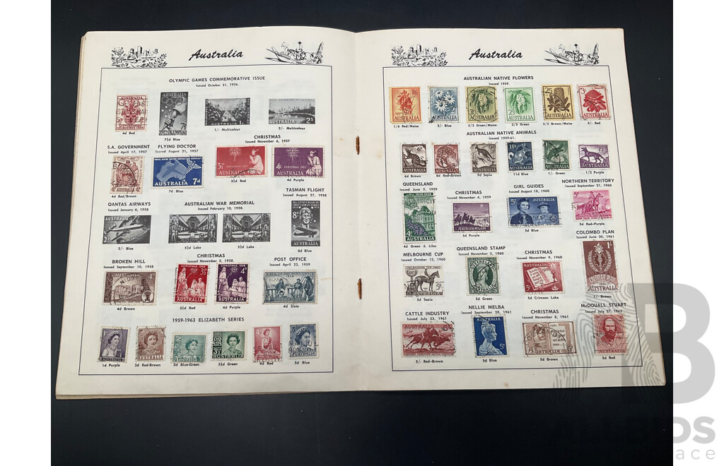 the Junior Australian Stamp Album - Partial Filled - Predecimal and Decimal Stamps