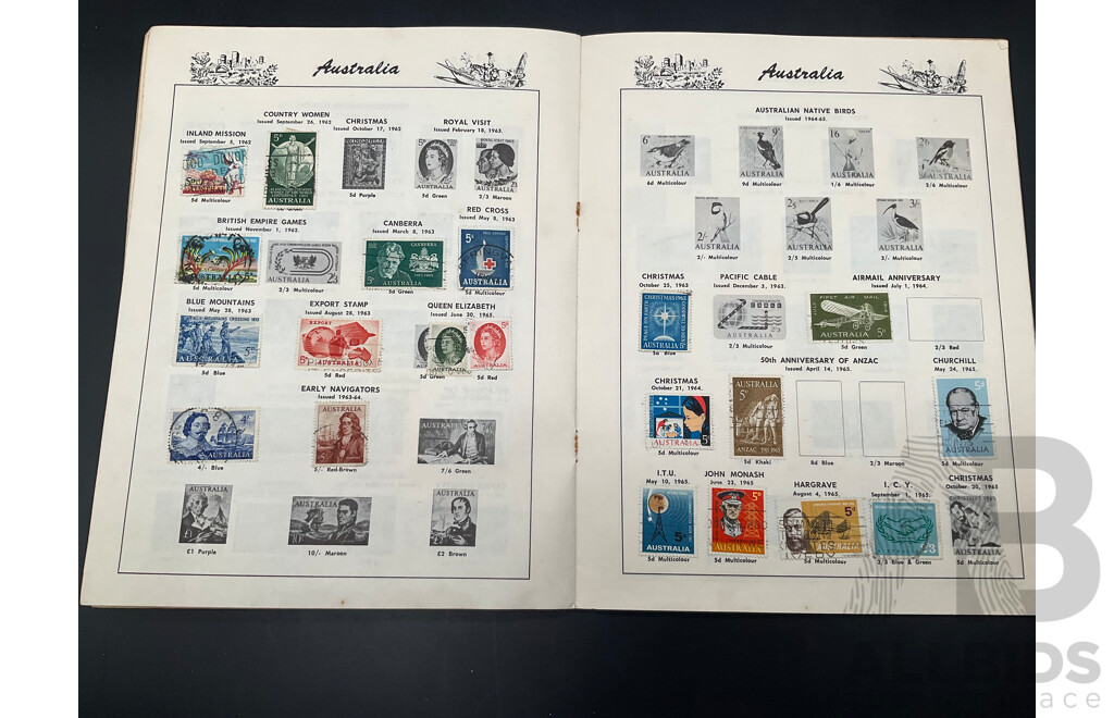 the Junior Australian Stamp Album - Partial Filled - Predecimal and Decimal Stamps