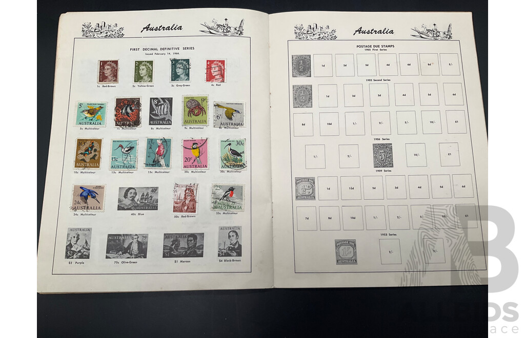 the Junior Australian Stamp Album - Partial Filled - Predecimal and Decimal Stamps