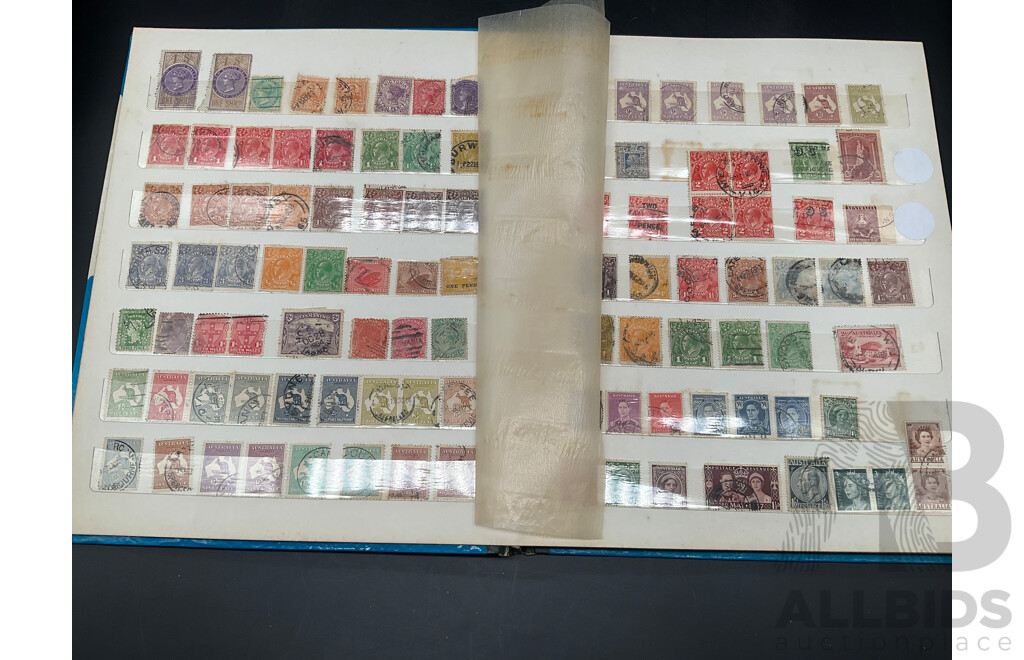 Album of Australian and New Zealand Mint and Cancelled Stamps, Predecimal and Decimal Stamps - Including Australia Penny Stamps and More