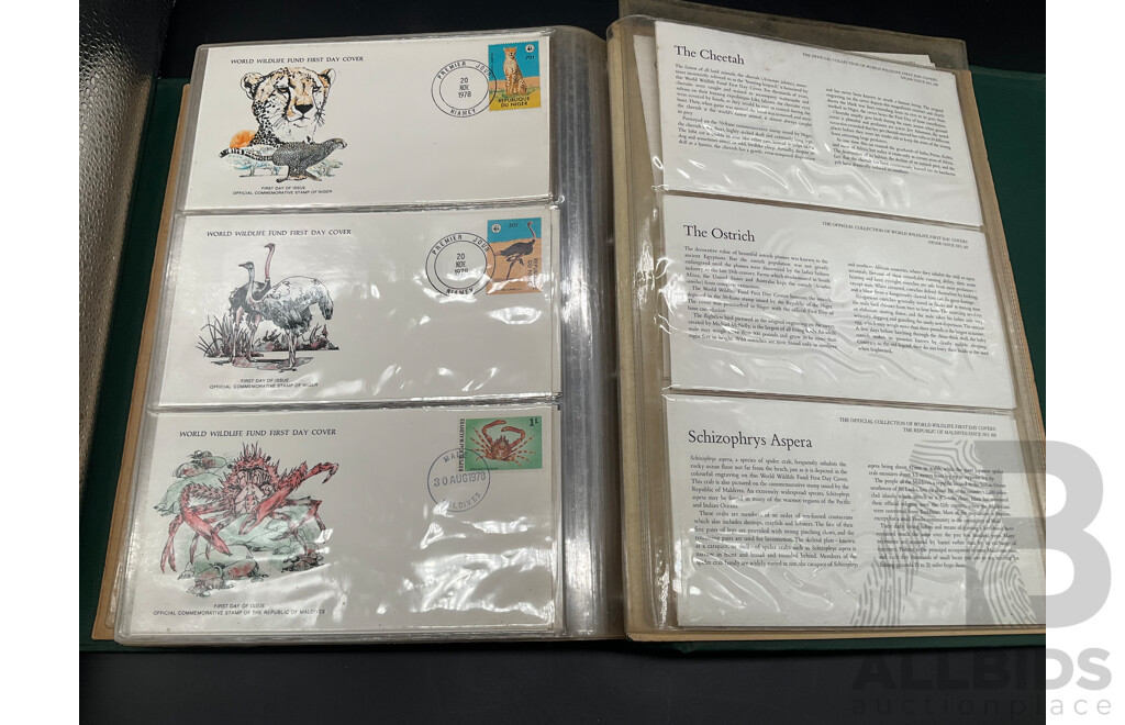 Official Collection of World Wildlife First Day Covers with Stamps 1970's