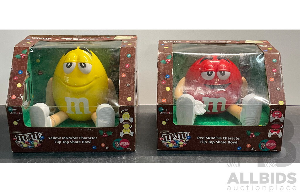 M&M's Red & Yellow Character Flip Top Share Bowls