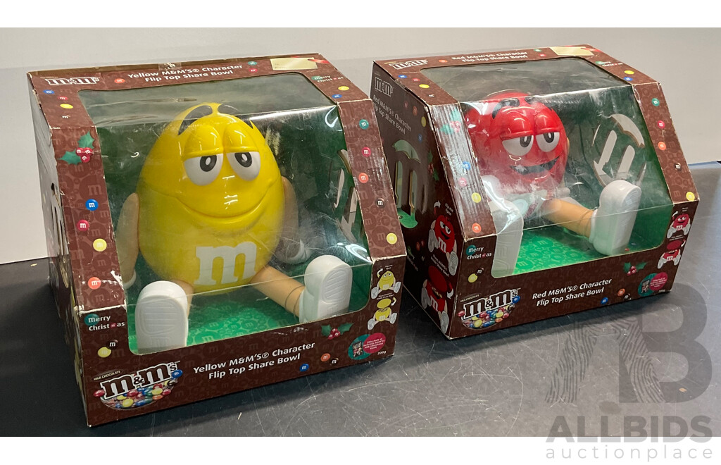 M&M's Red & Yellow Character Flip Top Share Bowls