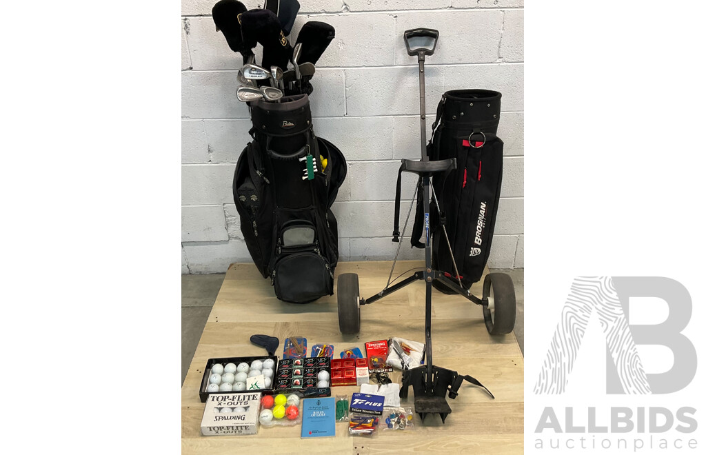 Assorted of Golf Gears Include Clubs,Balls, Bags and More