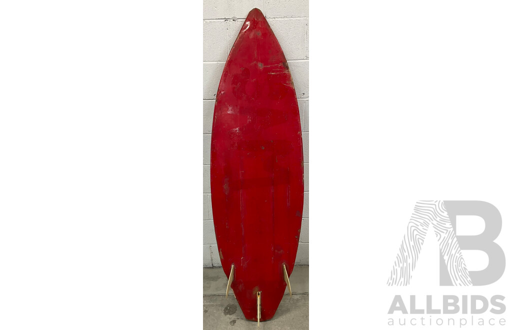 Vintage Original Winter Swells Red Surfboard 5' 7