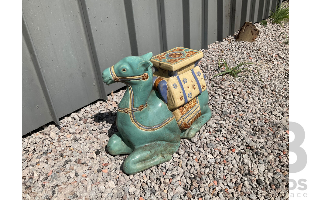 Vintage Garden Ceramic Elephant and Camel Plant Stand - Lot of 4