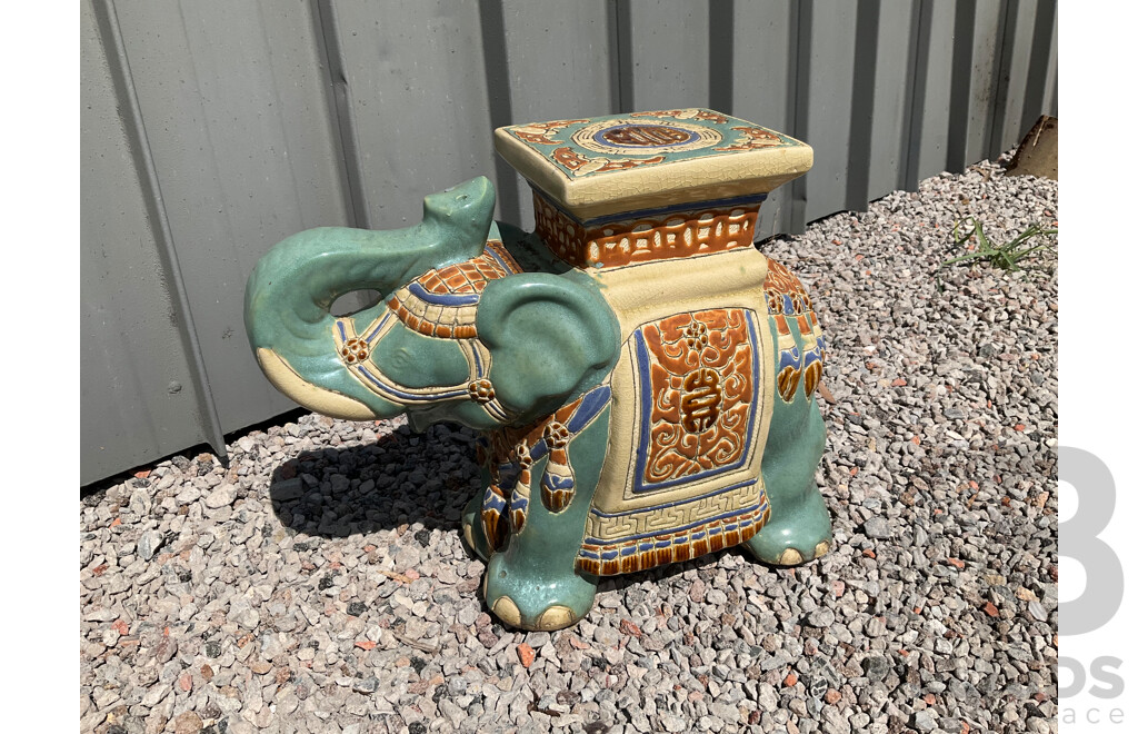 Vintage Garden Ceramic Elephant and Camel Plant Stand - Lot of 4