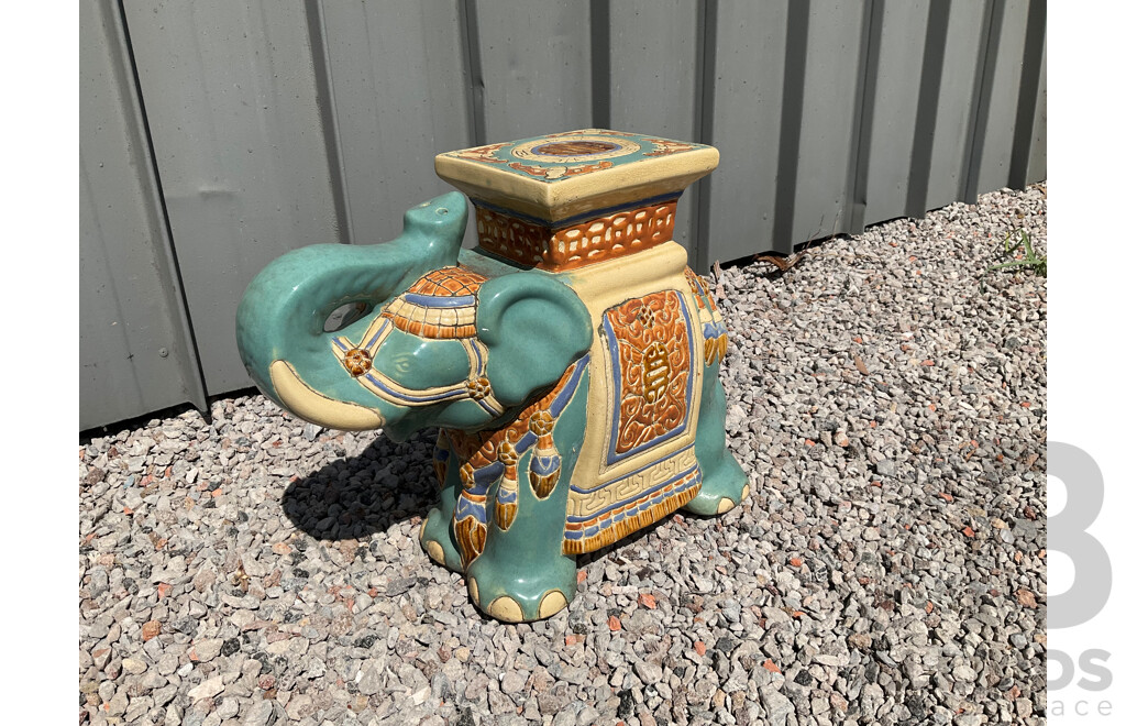 Vintage Garden Ceramic Elephant and Camel Plant Stand - Lot of 4