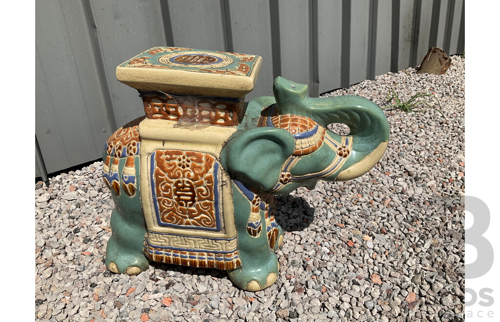 Vintage Garden Ceramic Elephant and Camel Plant Stand - Lot of 4