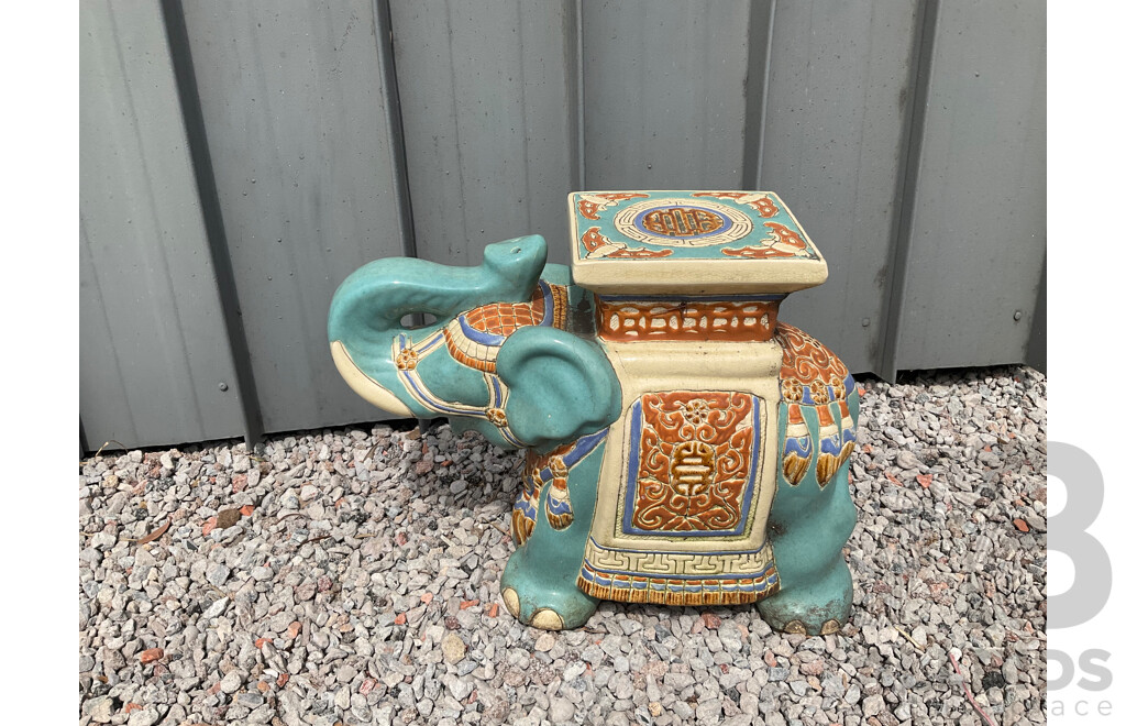 Vintage Garden Ceramic Elephant and Camel Plant Stand - Lot of 4