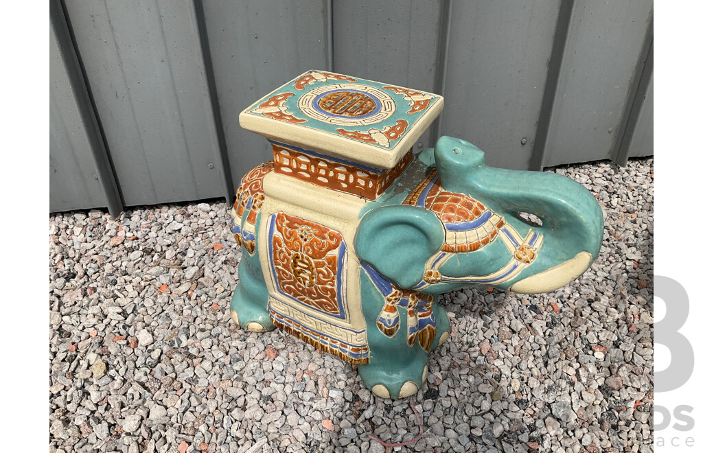 Vintage Garden Ceramic Elephant and Camel Plant Stand - Lot of 4