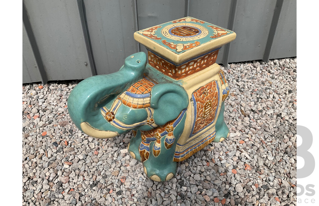 Vintage Garden Ceramic Elephant and Camel Plant Stand - Lot of 4