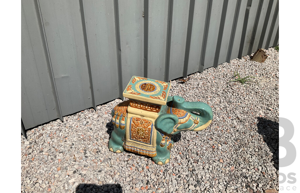 Vintage Garden Ceramic Elephant and Camel Plant Stand - Lot of 4