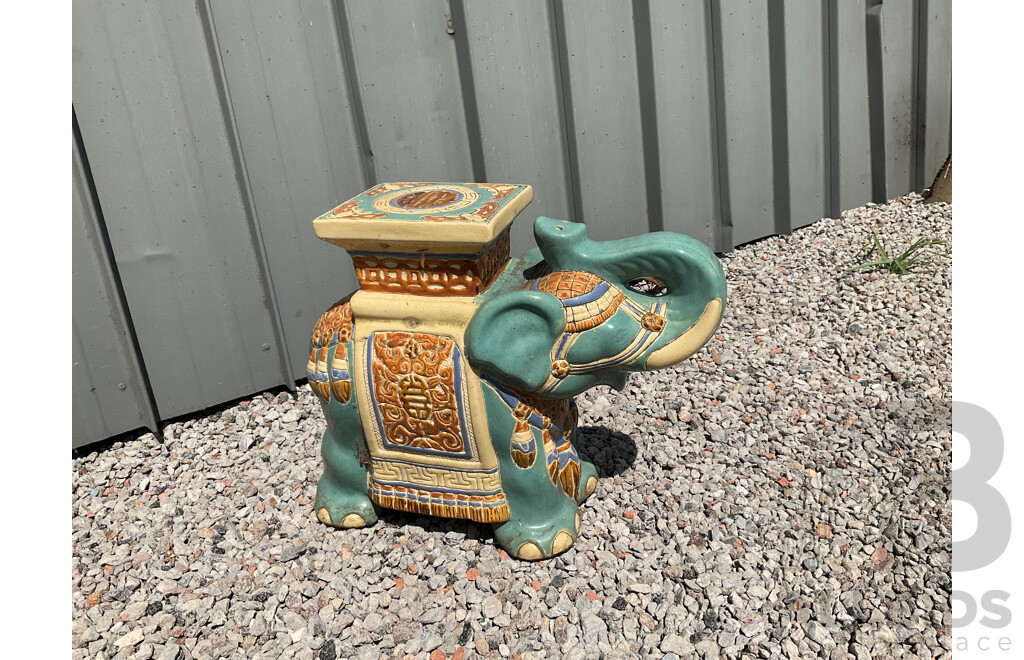 Vintage Garden Ceramic Elephant and Camel Plant Stand - Lot of 4