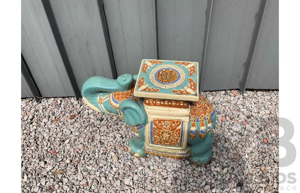 Vintage Garden Ceramic Elephant and Camel Plant Stand - Lot of 4