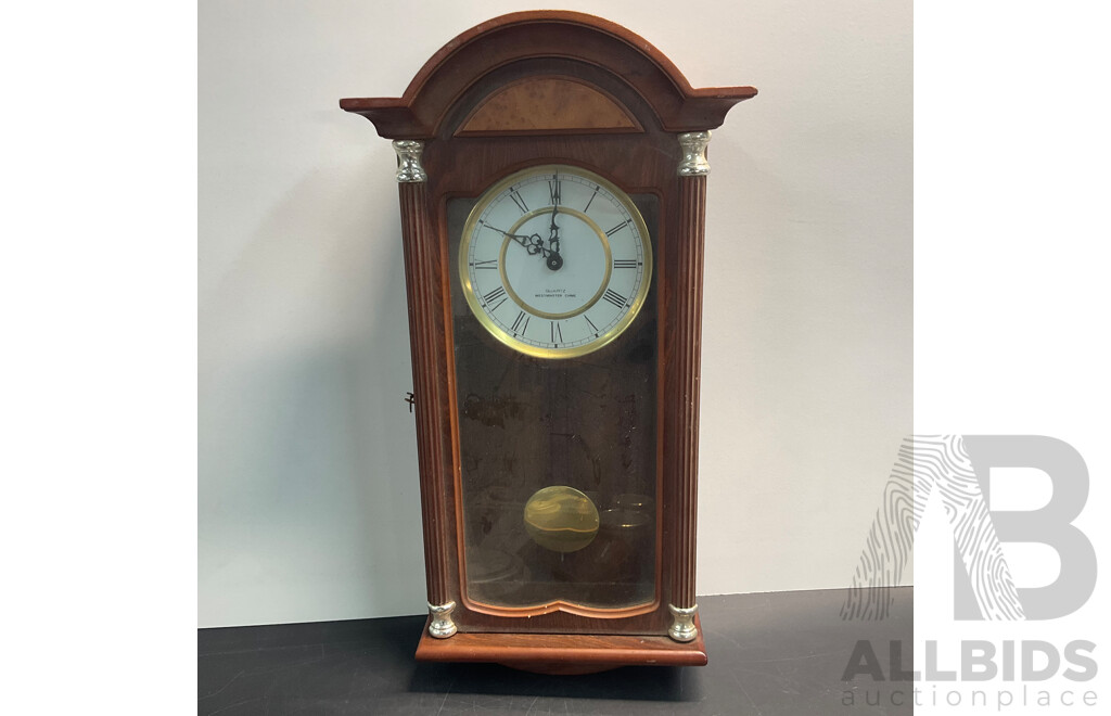 Vintage Wall Clock with 4 Barometer & 1 Thermometer