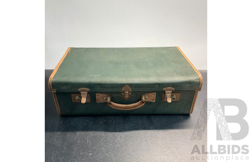 Vintage Green Leather Suitcase