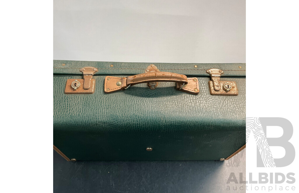 Vintage Green Leather Suitcase