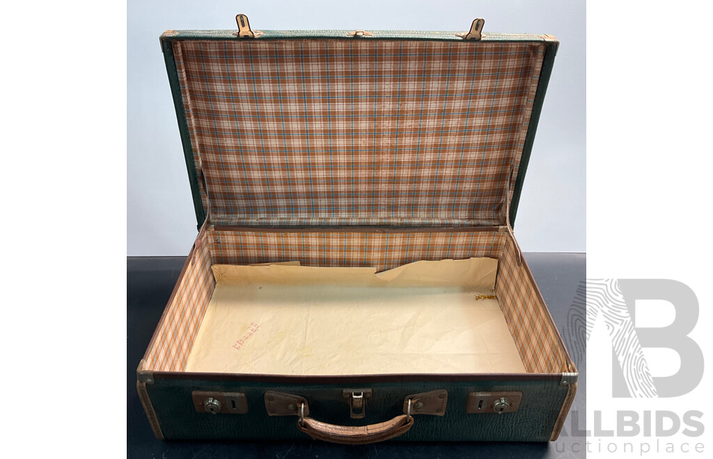 Vintage Green Leather Suitcase