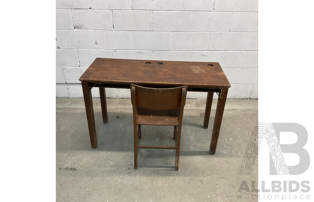 Vintage School Desk with 1 X Chair