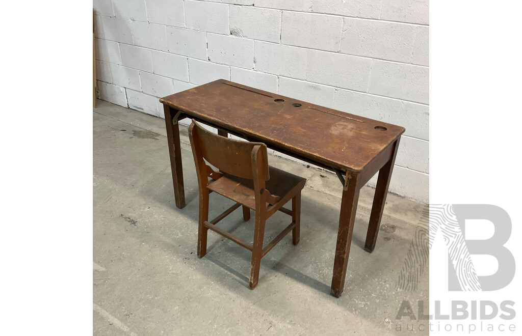 Vintage School Desk with 1 X Chair