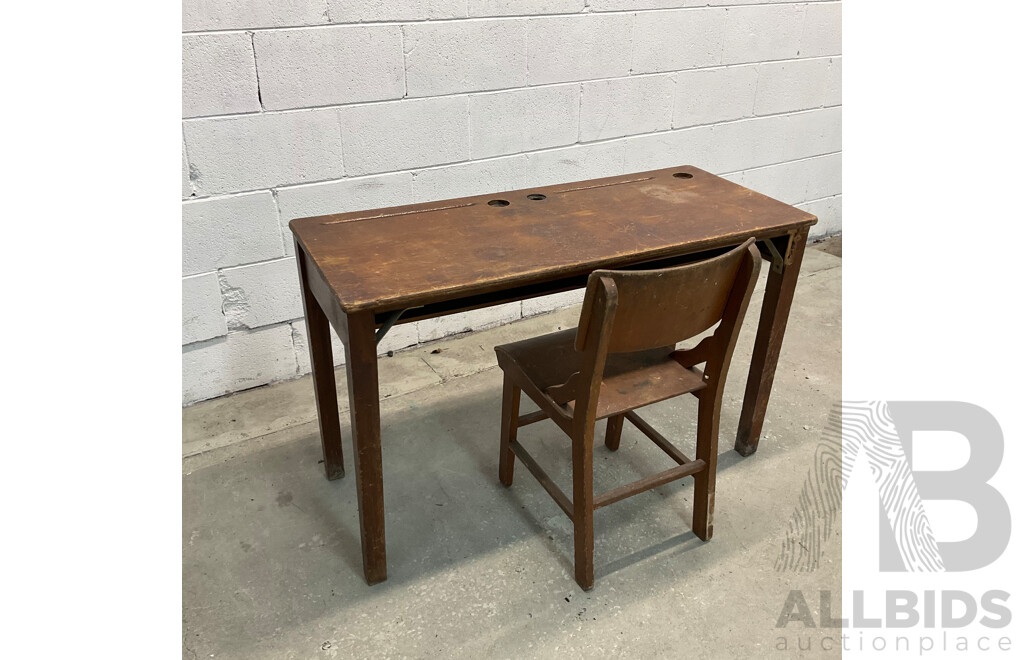 Vintage School Desk with 1 X Chair