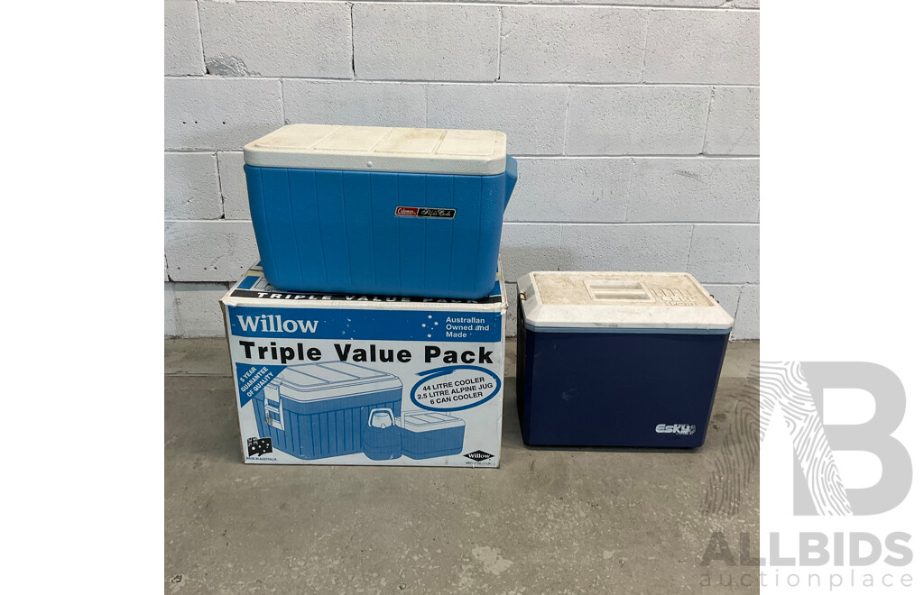 WILLOW Triple Value Pack Cooler & COLEMAN,  ESKY Cooler