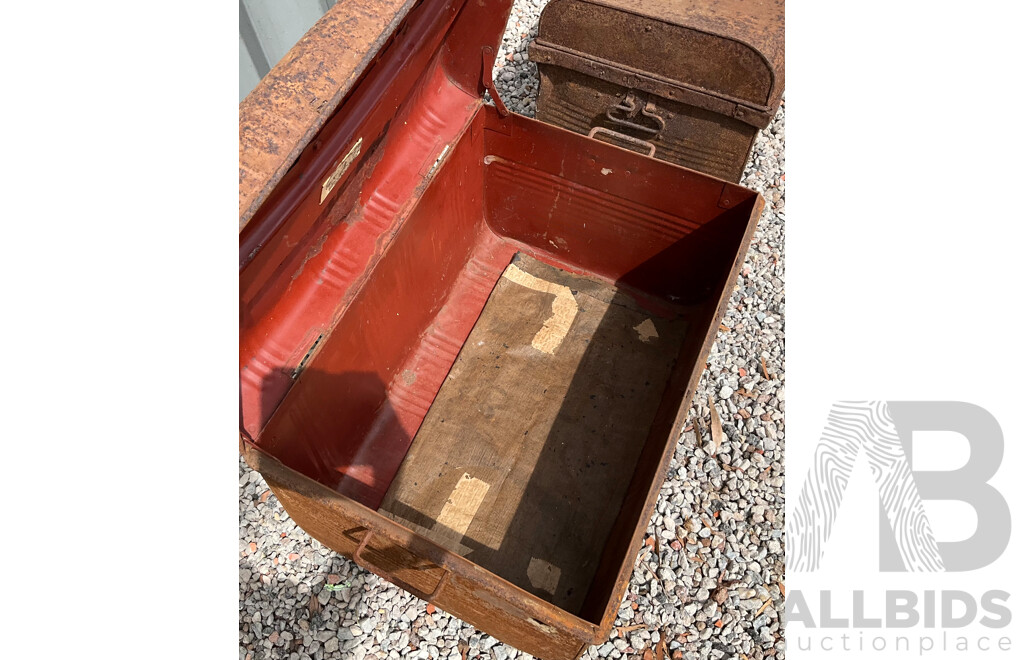 Vintage Wolverhampton Japan Works Metal Chest & 2x Large Rusty Metal Chest Box