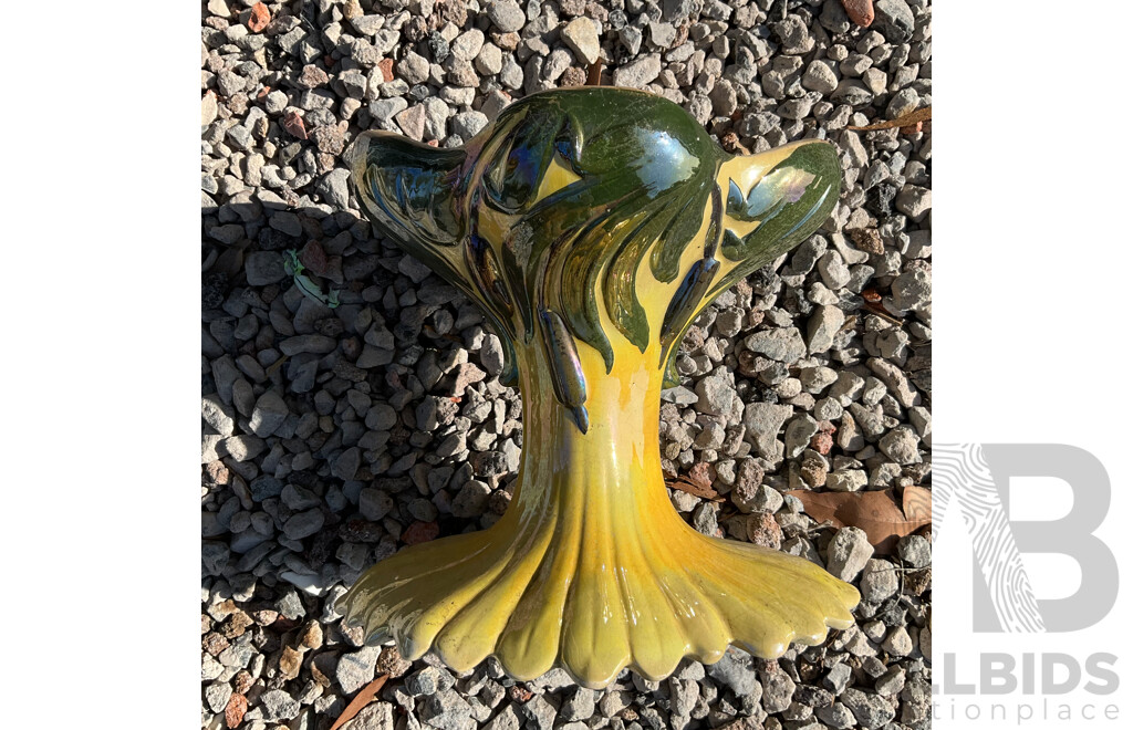 Vintage Decorative Pink Tulip & Yellow Vine Design Pottery