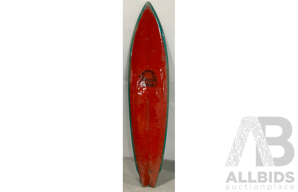 SURFBOARD EARLY 1970S SURF BOARD MCCOY SINGLE FIN SWALLOW TAIL NO FIN 7' X 19” X 2