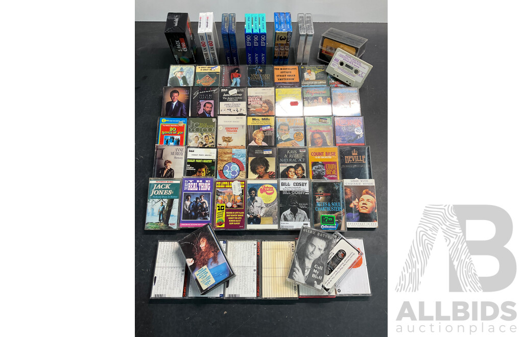 Collection Approx 60 Rock & Pop and Unused Cassettes Tapes  - Including Allan Hatten, Neville Brothers, Brian Porter and Much More