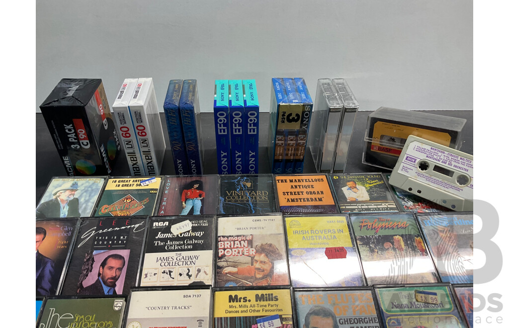 Collection Approx 60 Rock & Pop and Unused Cassettes Tapes  - Including Allan Hatten, Neville Brothers, Brian Porter and Much More