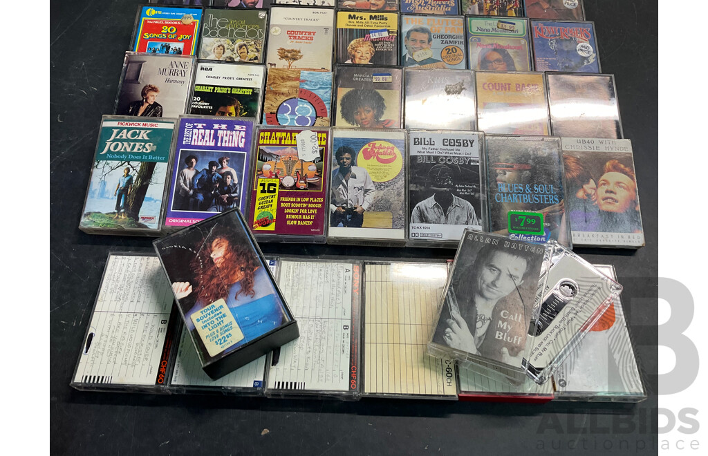 Collection Approx 60 Rock & Pop and Unused Cassettes Tapes  - Including Allan Hatten, Neville Brothers, Brian Porter and Much More