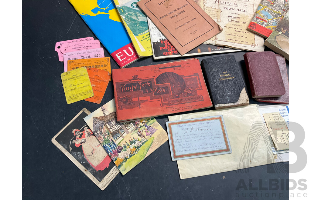 Collection of Victorian Era Ephemera and Various Mid Century Publications