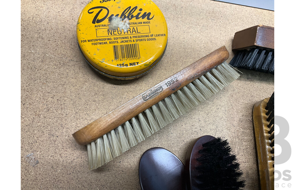 Vintage Wooden Shoe Shine Accessories, Hats and Walking Sticks