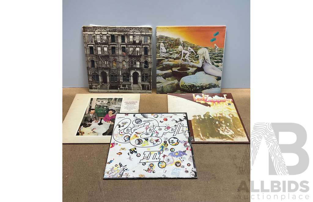 Collection of 5 Led Zeppelin Vintage Vinyl LP Records