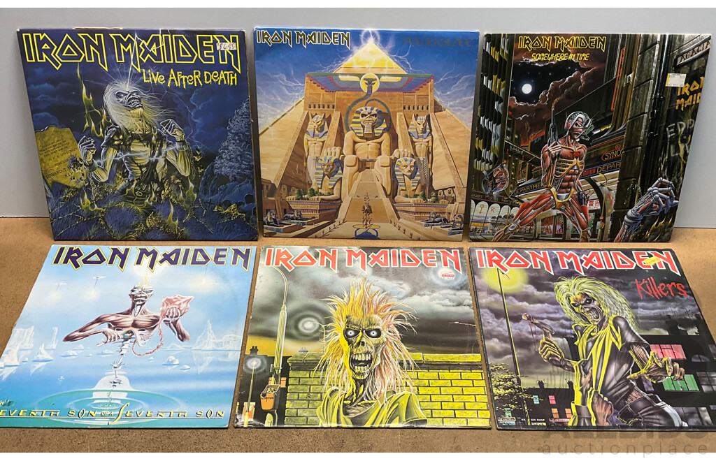 Collection of 6 Iron Maiden Vinyl LP Records