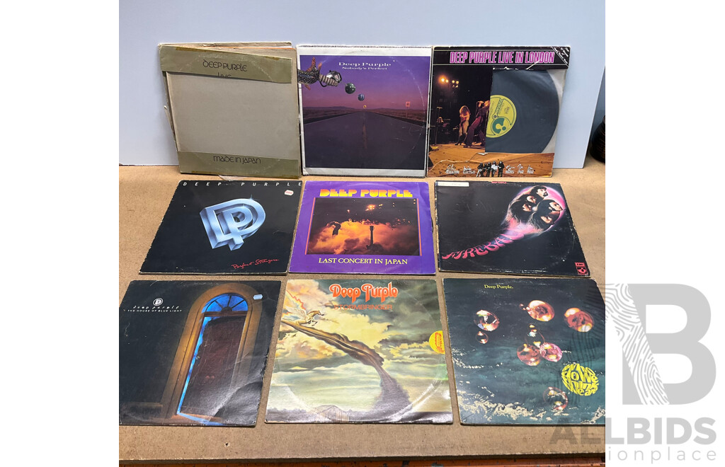 Collection of 9 Deep Purple Vinyl LP Records