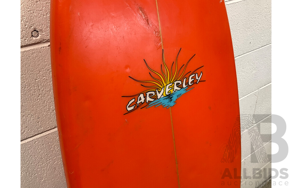 1990S FISH TAIL CARVERLEY TWIN FIN SURFBOARD 5' X 19” X 2 1/2